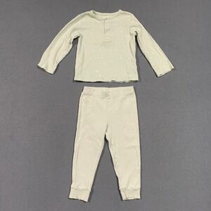 Carters Girls 24m Pajama Set Long Sleeve Top Pants Light Green‎ Thermal